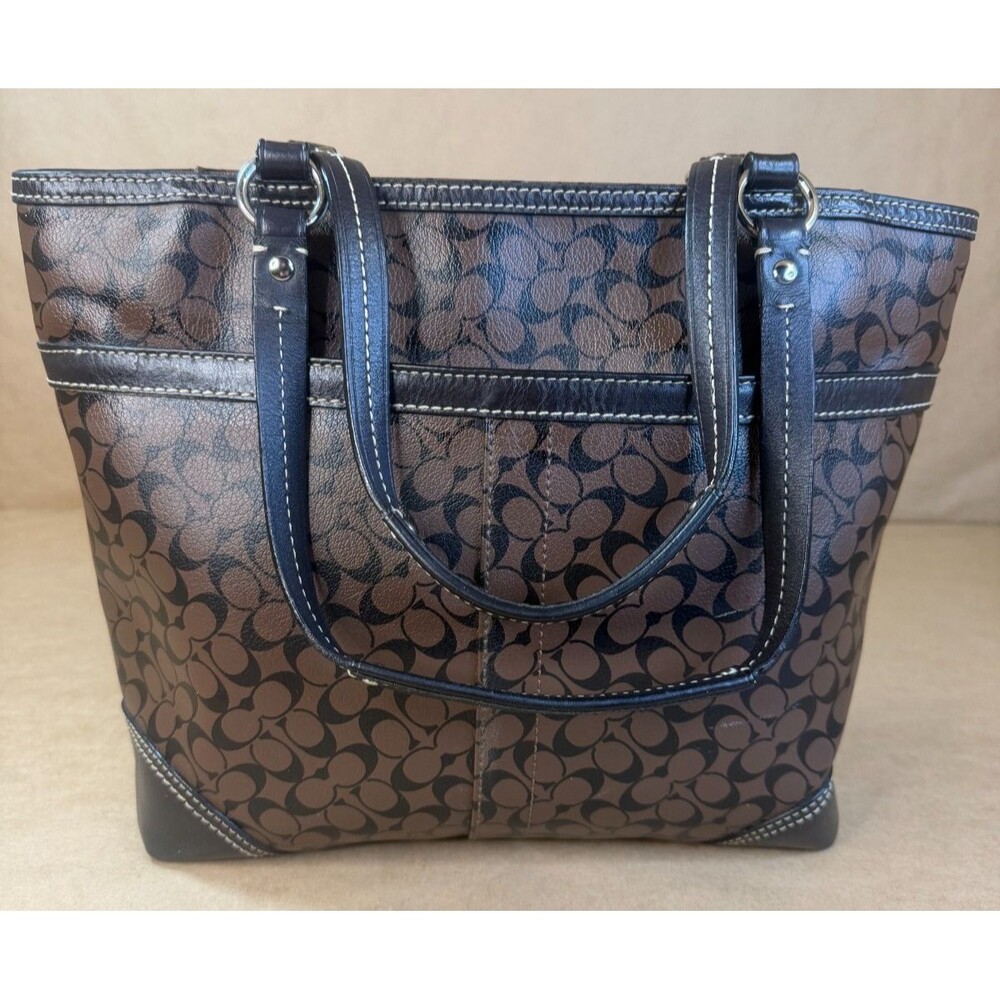 Coach F15137 Chelsea Heritage Stripe Signature C North South Tote AUTHENTICATED - Picture 2 of 16
